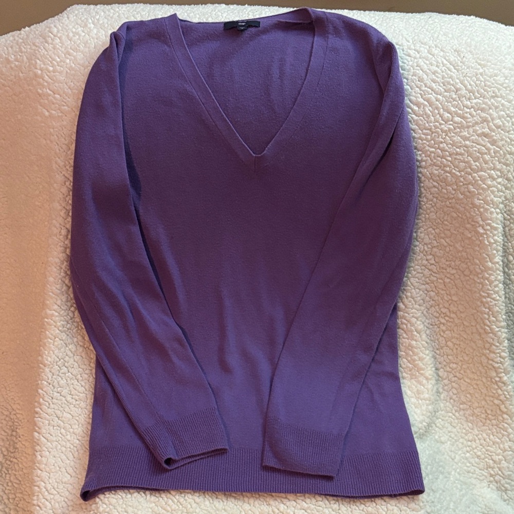 GAP Women's Purple V-Neck Sweater